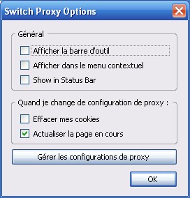 Options de SwitchProxy Tool suite